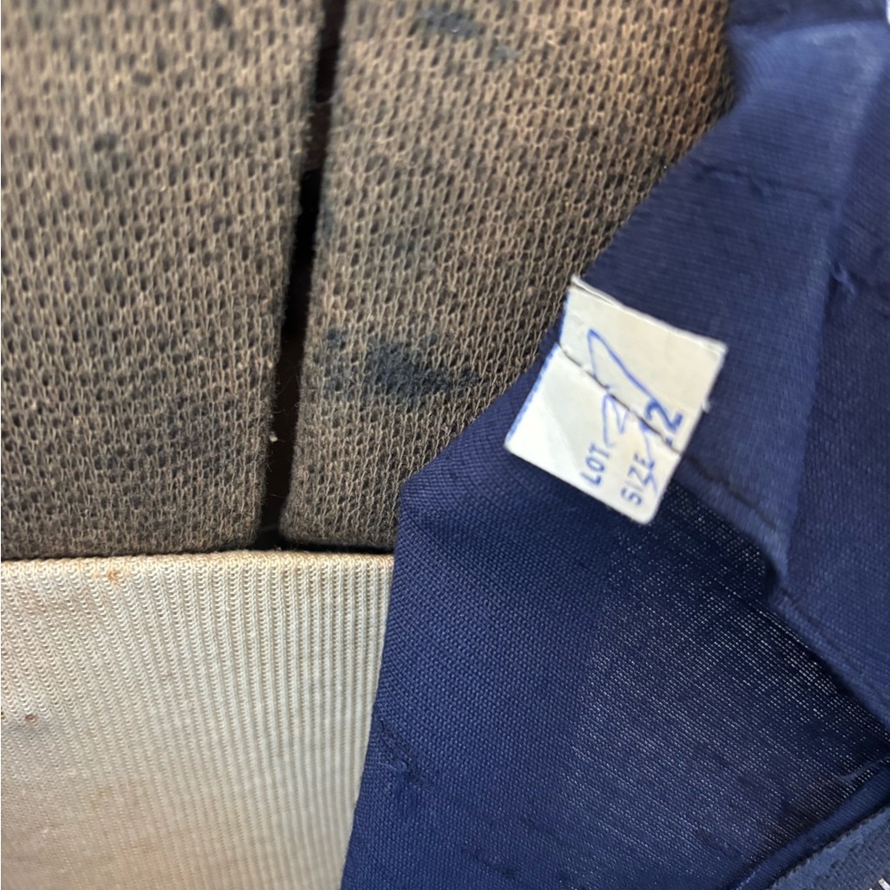 Vintage 60s Mod Navy Blue Textured Cotton Dress Suit Polka Dot Lining Jacket S - Picture 12 of 12